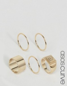 Набор из 5 колец ASOS - Золотой
