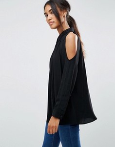 Oversize-блузка с вырезами на плечах и рукавами летучая мышь ASOS - Черный