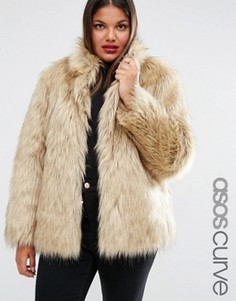 Винтажная куртка из искусственного меха ASOS CURVE - Бежевый