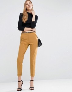 Брюки-сигареты с поясом ASOS - Желтый