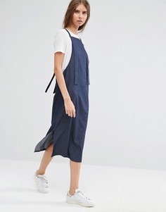 Джинсовое платье-комбинезон цвета индиго ASOS - Синий