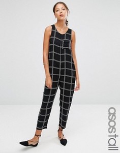 Минималистский комбинезон в клетку ASOS TALL - Черный