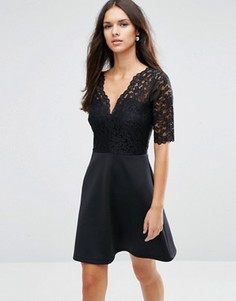 Приталенное платье с кружевным верхом ASOS - Черный