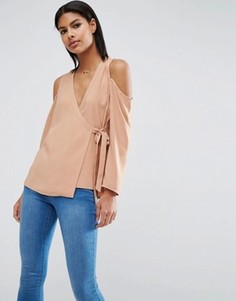 Блузка с открытыми плечами и запахом ASOS - Рыжий