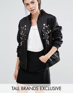 Бомбер с цветочной вышивкой Fashion Union Tall - Черный