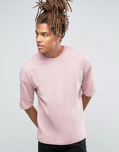 Розовая удлиненная oversize‑футболка с укороченными рукавами ASOS - Розовый