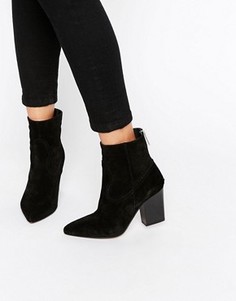Кожаные ковбойские ботинки с заостренным носком ASOS ENZU - Черный
