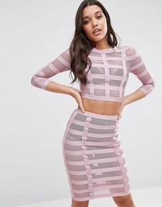 Сетчатый бандажный комплект WOW Couture Co-ord - Розовый