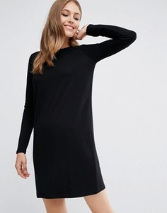 Цельнокройное платье из трикотажа понте с длинными рукавами ASOS - Черный