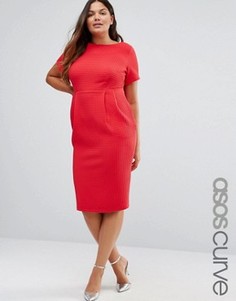 Облегающее фактурное платье миди ASOS CURVE - Красный