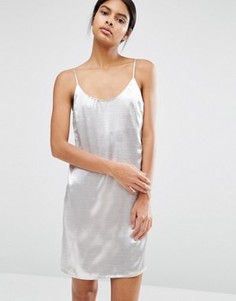 Атласное платье с эффектом металлик Vila - Серебряный