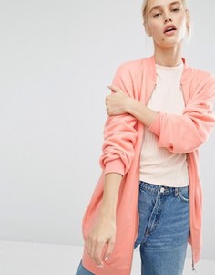 Длинная трикотажная куртка-пилот Monki - Розовый