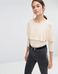 Трикотажный топ с оборками Vero Moda - Кремовый
