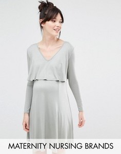 Короткое платье для беременных и кормящих мам Bluebelle Maternity - Зеленый