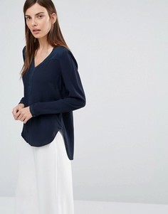 Блузка со вставкой спереди Selected Kita - Темно-синий