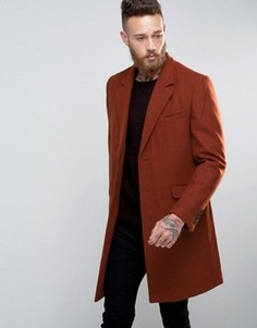 Красно-бурое шерстяное пальто ASOS - Красный