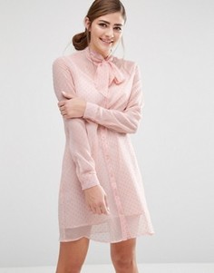 Платье-рубашка с полупрозрачной накладкой и завязкой на бант Fashion Union - Розовый