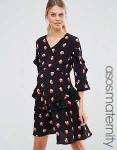 Чайное платье для беременных с V-образным вырезом ASOS Maternity - Мульти
