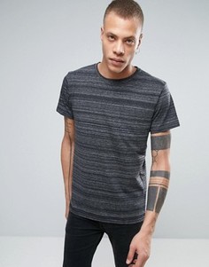 Черная меланжевая классическая футболка в полоску Cheap Monday - Черный