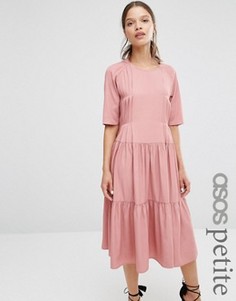 Платье макси со складками спереди ASOS PETITE - Розовый