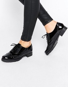 Кожаные туфли на толстой плоской подошве со шнуровкой Office Foal - Черный