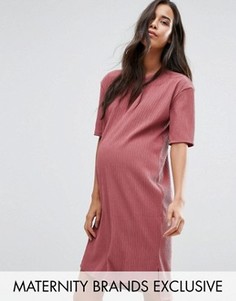 Фактурное платье‑футболка для беременных в стиле oversize Missguided Maternity - Фиолетовый