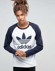 Лонгслив с рукавами реглан и трилистником adidas Originals AY7804 - Белый