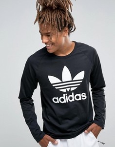 Лонгслив с рукавами реглан и логотипом‑трилистником adidas Originals AY7801 - Черный