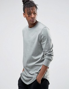 Зеленый супердлинный лонгслив с закругленным низом ASOS - Зеленый