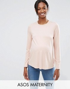 Топ для беременных с круглым вырезом и длинными рукавами ASOS Maternity - Розовый