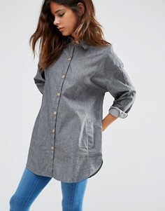 Мягкая саржевая oversize‑рубашка ASOS - Серый