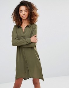 Платье-рубашка с разрезами и вырезом капелькой сзади Vero Moda - Зеленый