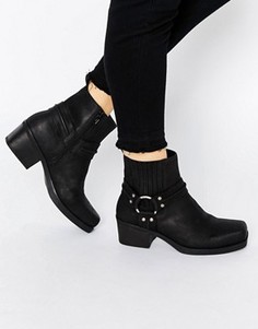Черные кожаные байкерские ботинки с ремешками Vagabond Ariana - Черный