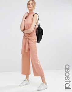 Трикотажный комбинезон с поясом ASOS TALL - Розовый