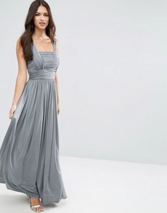 Платье макси со сборками ASOS WEDDING - Серый