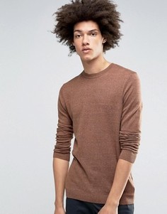Коричневый хлопковый джемпер с круглым вырезом ASOS - Коричневый