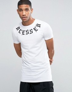 Длинная облегающая футболка с принтом на кокетке ASOS - Белый