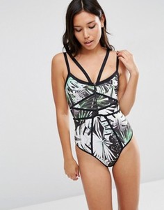 Слитный купальник с принтом пальм ASOS - Мульти