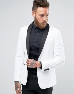 Белый бархатный пиджак зауженного кроя ASOS - Белый