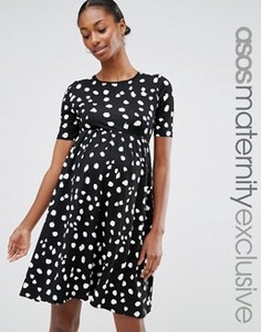 Приталенное платье для беременных со звериным принтом ASOS Maternity - Мульти