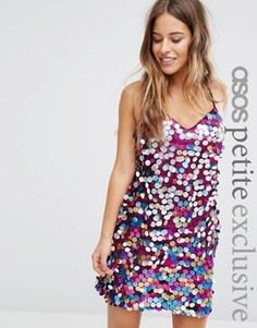 Платье на тонких бретельках с пайетками ASOS PETITE - Мульти