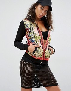 Худи на молнии с принтом Versace Jeans - Черный