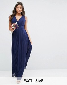 Платье макси с запахом и складками TFNC WEDDING - Темно-синий