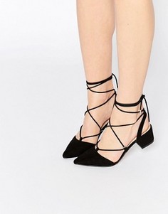 Туфли на каблуках с острым носом и шнуровкой ASOS STORY - Черный