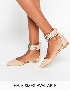 Балетки с острым носом ASOS LUCIA - Бежевый