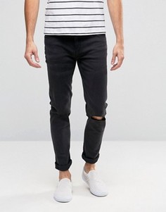 Облегающие серые джинсы с дырками на коленях Cheap Monday - Черный