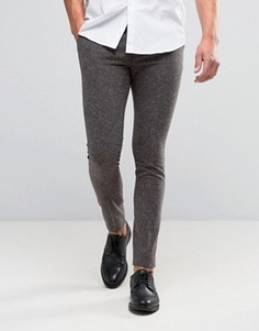 Черные суперузкие брюки из ткани с утолщениями ASOS - Черный