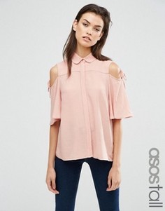 Блузка в стиле casual с завязками на рукавах ASOS TALL - Розовый