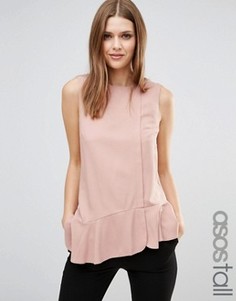 Топ без рукавов с асимметричным подолом ASOS TALL - Розовый