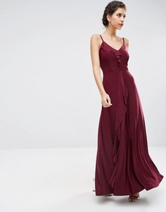 Платье макси на бретельках с оборками ASOS WEDDING - Красный